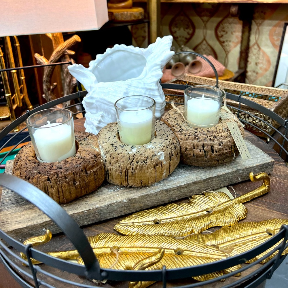 Antique Sailboat Cork Candle holders